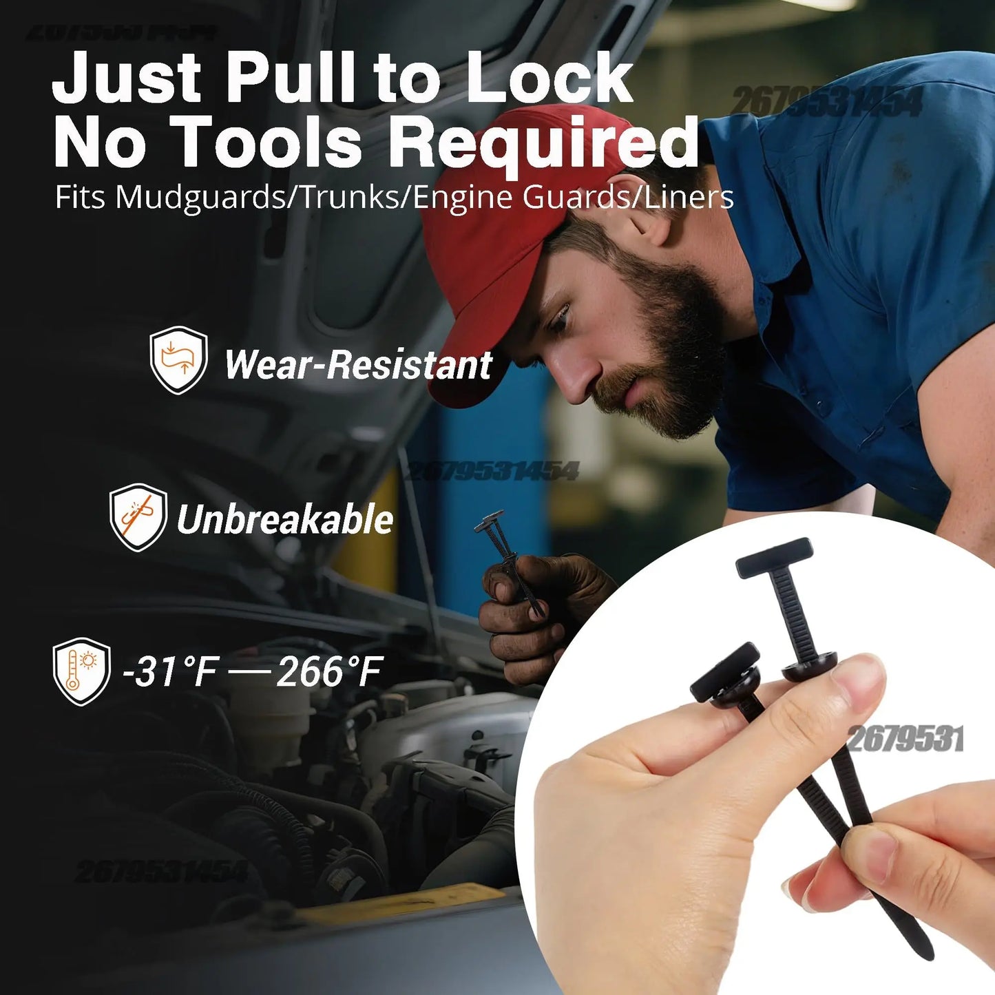 Plastic Straps Universal Nylon Buckle Cable Tie Buckle Fixed Through The Core Nail Mudguard Fender Inner Lining Trunk Industrial