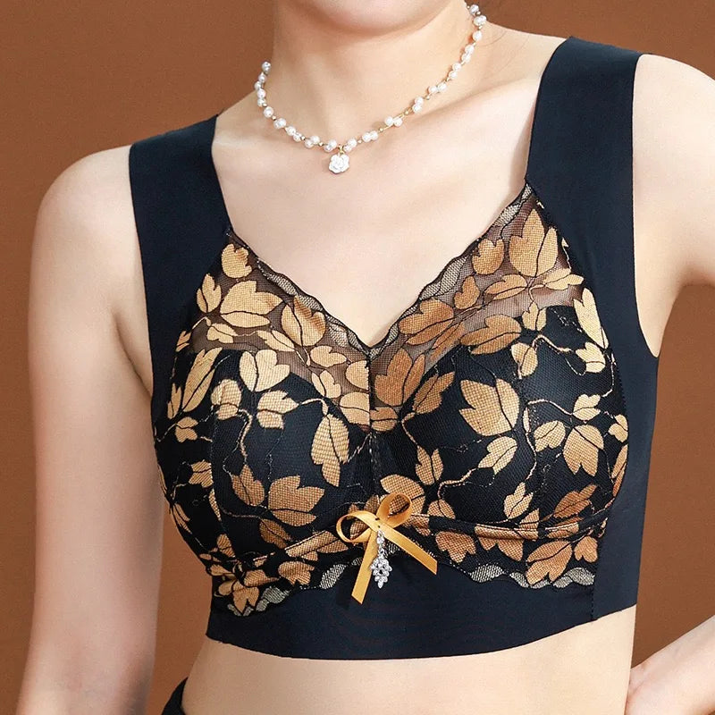 Women's Sports Vest With Big Breasts Showing Small Size, Push-up Bra, Thin, Seamless, No Wires, Breast-shrinking Lace Bra