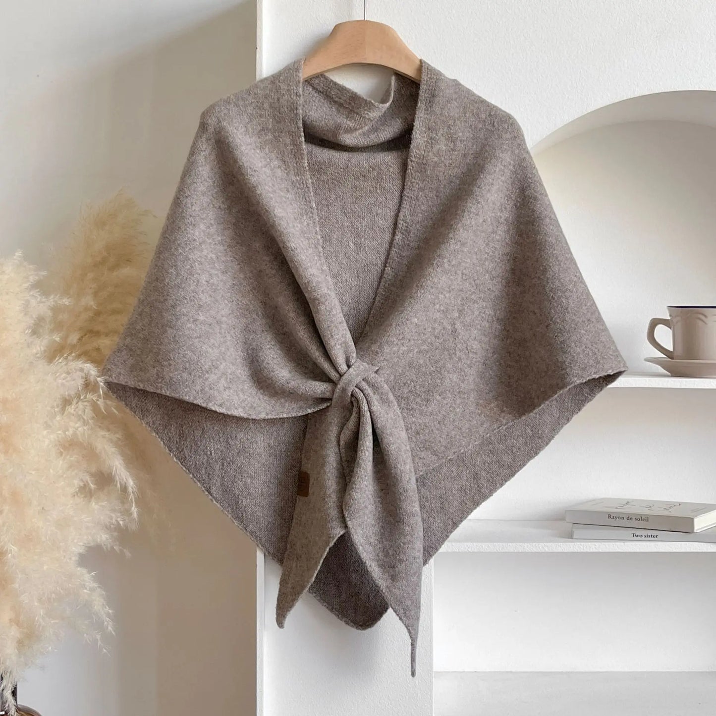 Women Striped Triangle Shawl Cloak Spring Autumn Soft Knitted Warm Loose Scarf NSFZ-20250922003