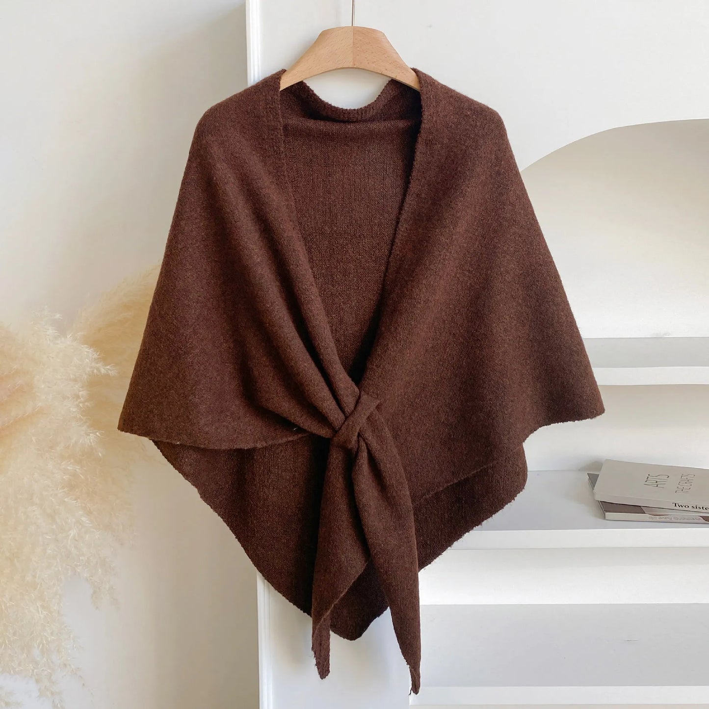Women Striped Triangle Shawl Cloak Spring Autumn Soft Knitted Warm Loose Scarf NSFZ-20250922003