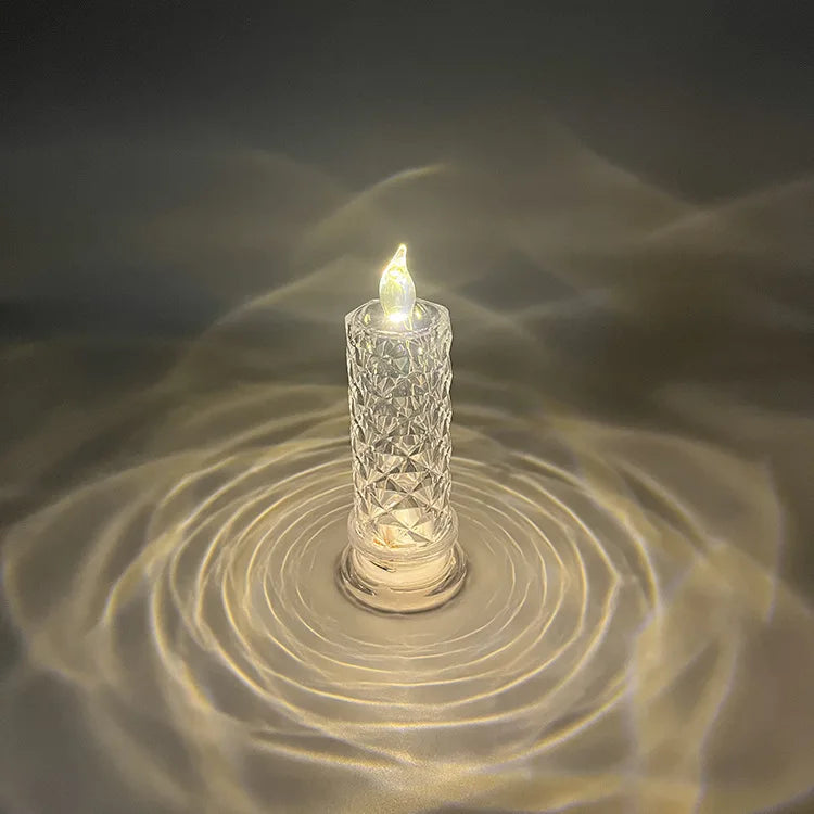 Led Candle Light Rose Pattern Projection Simulation Flameless Candle Lamp for Home Birthday Wedding Party Decoration Christmas