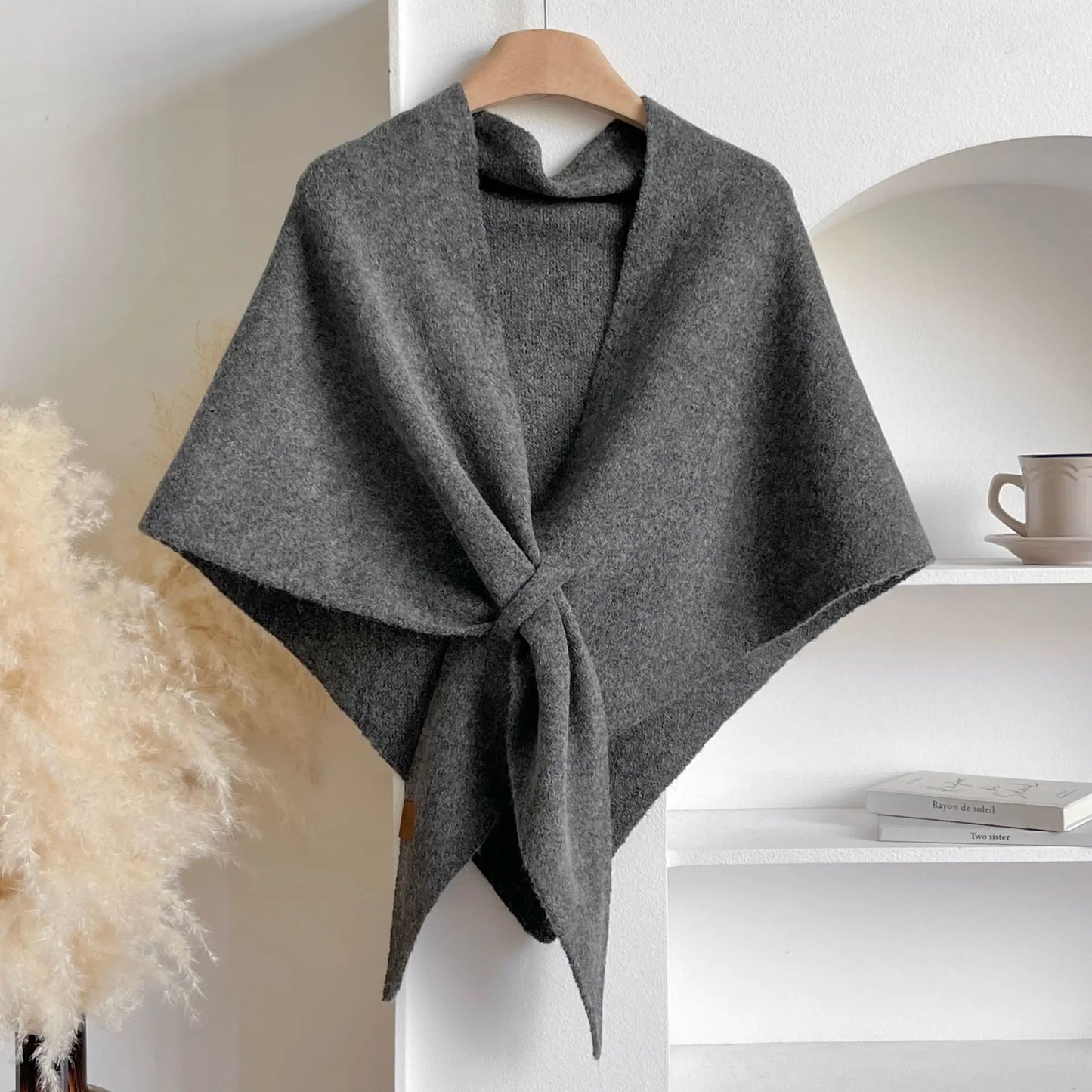 Women Striped Triangle Shawl Cloak Spring Autumn Soft Knitted Warm Loose Scarf NSFZ-20250922003