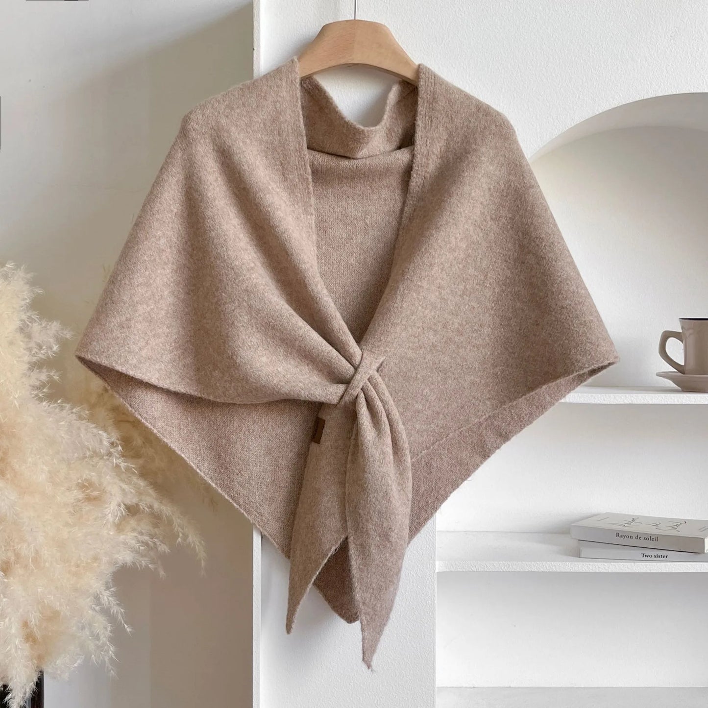 Women Striped Triangle Shawl Cloak Spring Autumn Soft Knitted Warm Loose Scarf NSFZ-20250922003