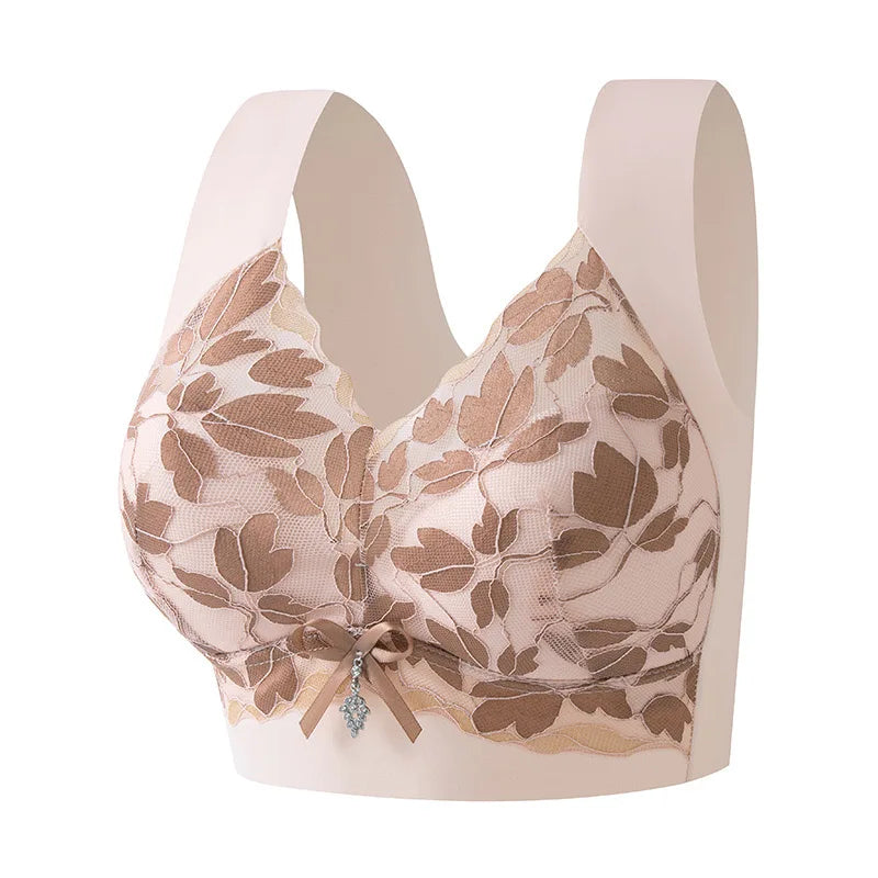 Women's Sports Vest With Big Breasts Showing Small Size, Push-up Bra, Thin, Seamless, No Wires, Breast-shrinking Lace Bra