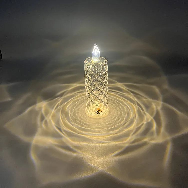 Led Candle Light Rose Pattern Projection Simulation Flameless Candle Lamp for Home Birthday Wedding Party Decoration Christmas