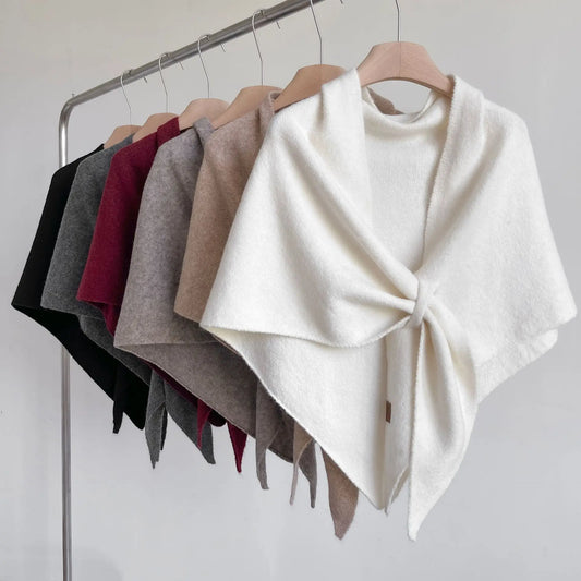 Women Striped Triangle Shawl Cloak Spring Autumn Soft Knitted Warm Loose Scarf NSFZ-20250922003